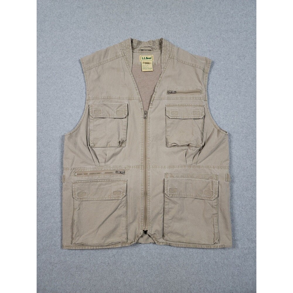 Vintage LL Bean Fishing Vest Size Large Mesh Lined Pockets Outdoor Fly Fishing
